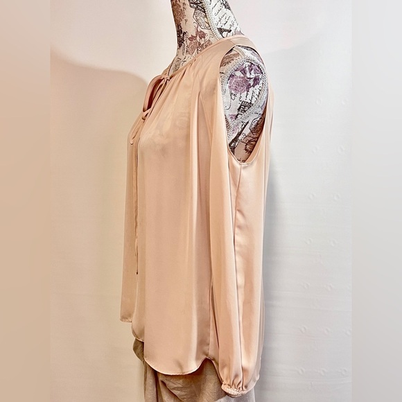 AMANDA UPRICHARD Beige long sleeve cold shoulder top size M - Picture 5 of 14